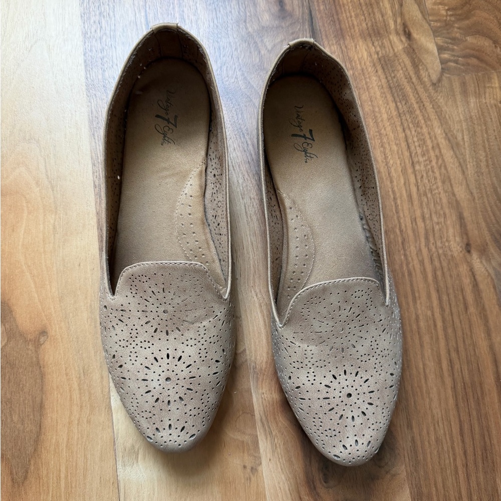 Easy Spirit Taupe Perforated Slip-On Flats